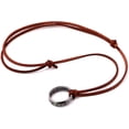 thumbnail image 3 of Collar con colgante de anillo grabado de Nathan Drake de Uncharted 4 con cadena de cuero marrón ajustable (unisex), 3 of 5