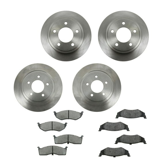 TRQ Front and Rear Brake Pad & Rotor Kit Brake Pads Brake Rotor Semi-Metallic Fits Select 1999-2004 Chrysler 300M 1998-2004 Concorde 1999-2001 LHS Dodge Intrepid