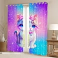 thumbnail image 2 of jejeloiu Kawaii Cat Blackout Curtains Set of 2 (52x84 Each),Cartoon Cute Kitten Window Curtains,Colorful Ombre Effects Curtains and Drapes For Girls Kids,Microfiber Bedroom Decor, 2 of 6