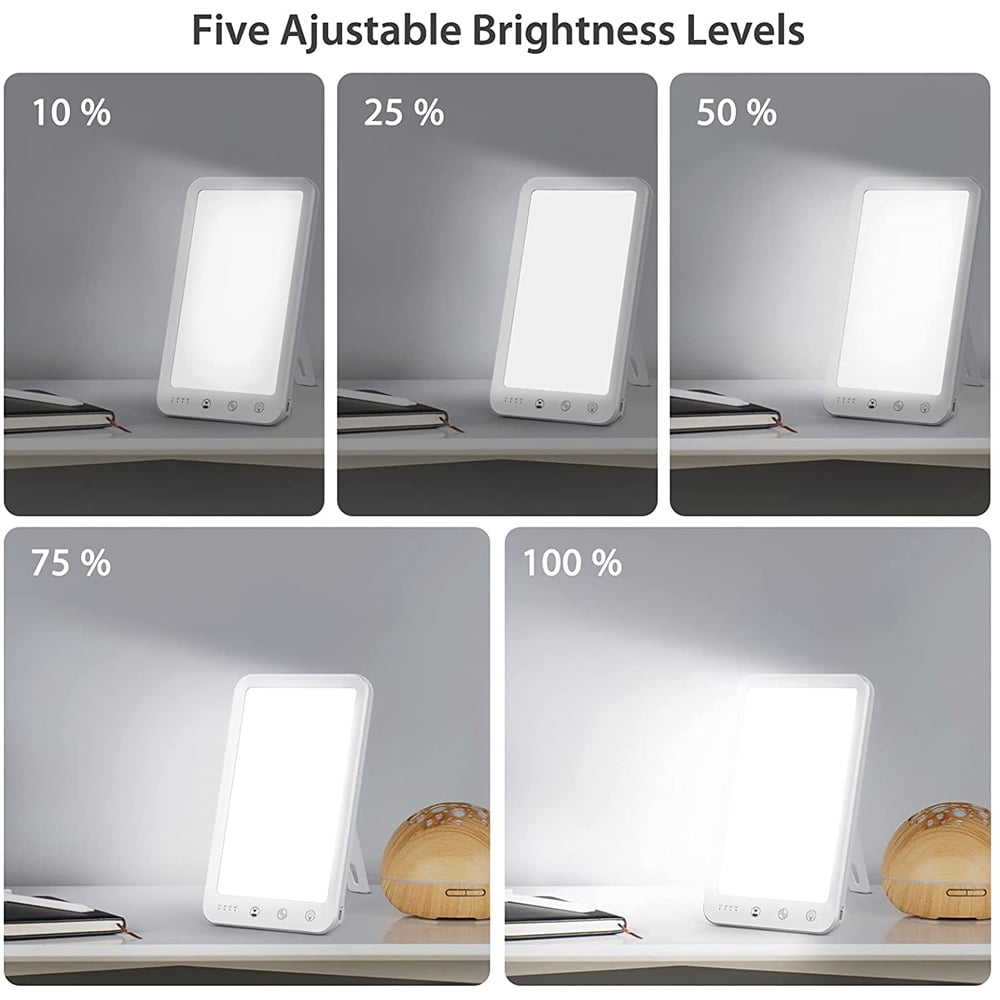 Lampe De Luminothérapie 10 000 Lux – 3 Températures Couleur, 6 Minuteries, 5 Niveaux Luminosité + Mémoire – Sans UV, Idéal Humeur Hivernale & Travail