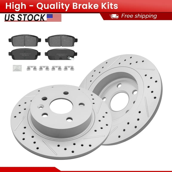 ACB ZONE Rear Brake Kits for 2013-2017 Buick Encore, Drilled Slotted Disc Brake Rotors and Ceramic Brake Pads (580769, 1468)