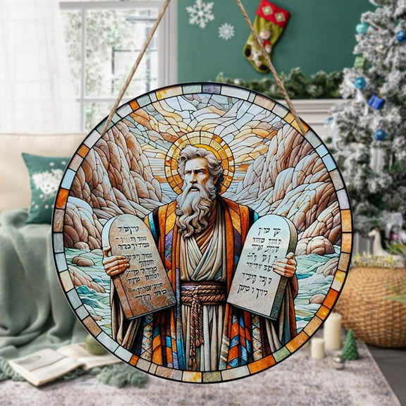 Jesus Nativity Scene Sign,Christmas Nativity Decorations - Nativity Scene Ornaments | Acrylic Jesus and Mary Window Decor - Christian Home Decorations, Colorful Christmas Tree Decor 7.87in