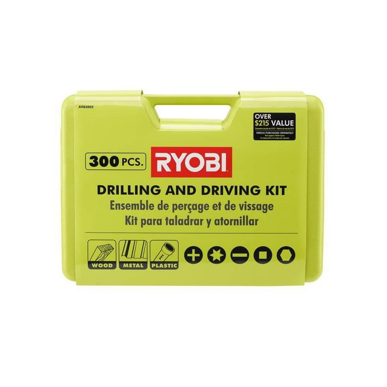 Ryobi Multi-Material Drill And Drive Kit (300-Piece) With Case