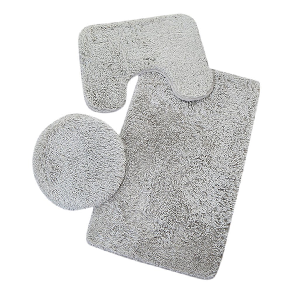 2Pcs Microfiber Bathroom Rugs Set Shaggy Soft Bath Mat & UShaped