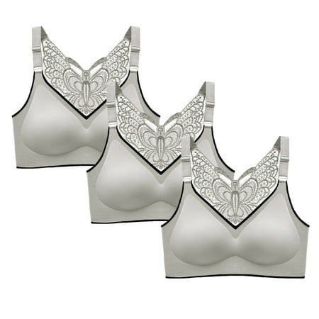 3-Pack Women Sexy Butterfly Back Top Bra Wire Free Underwears Base Vest Style Sports Lingerie Bra Underwear For Women Plus Size Green XXXXL