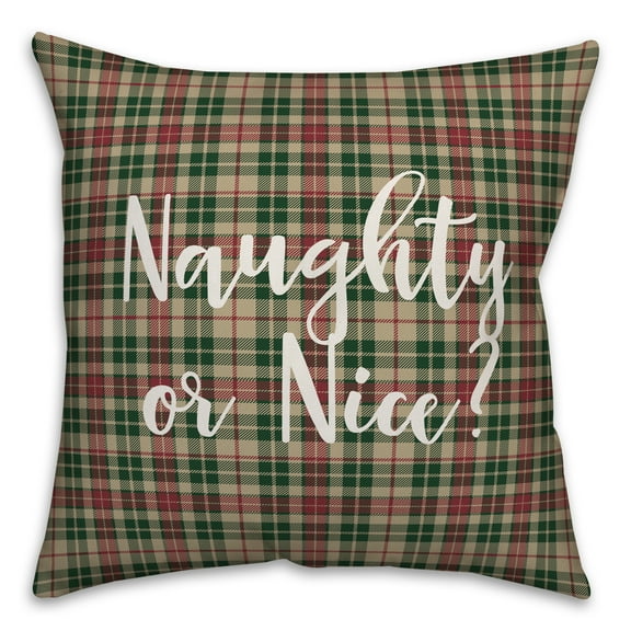 Creative Products Naughty Or Nice? in Tartan Plaid 18x18 Spun Poly Pillow