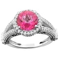 thumbnail image 1 of 14K White Gold Natural Pink Topaz Ring Round 8mm Diamond Accent, size 6, 1 of 4