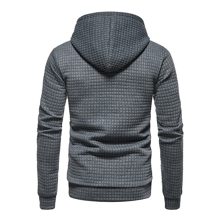 EHTMSAK Mens Hoodie Lightweight Thick Waffle Knit Soccer Sweatshirt for Men  Waffle Knit Mens Gothic Coat Long Sleeve Mens Jacket Coat Dark Gray3 M