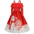 thumbnail image 2 of Gvmfive Christmas Swing Dress Women Retro Cold Shoulder Ruffled Party Xmas Dresses, 2 of 4