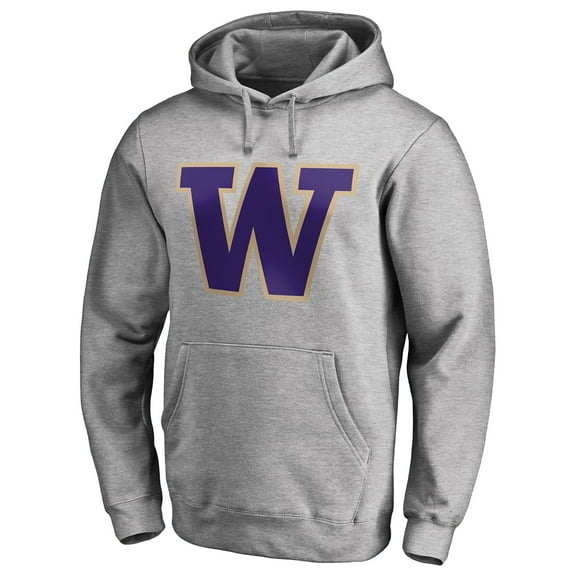 Men's Ash Washington Huskies Primary Team Logo Pullover Hoodie
