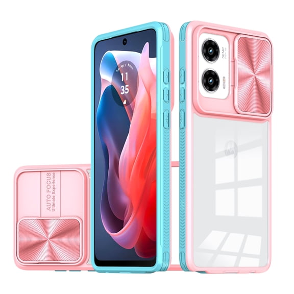 Magnetic Case for Motorola Moto G Stylus 5G 2024 with Sliding Camera Cover, [Compatible with MagSafe] Drop Protection Camera Privacy Case Shockproof Clear Back Slim Mag-Safe Phone Case Cover, Pink