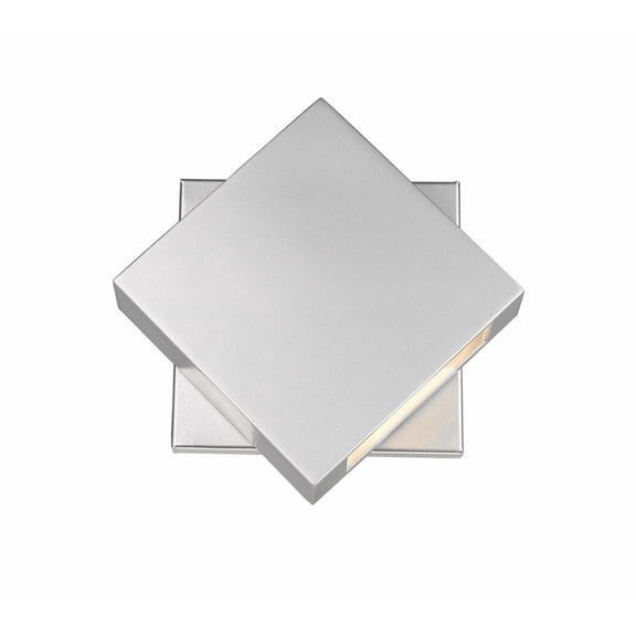 Z-Lite 573S-SL-LED Quadrate Modern 1 Light Outdoor Wall Sconce - Silver, Sand-blast glass