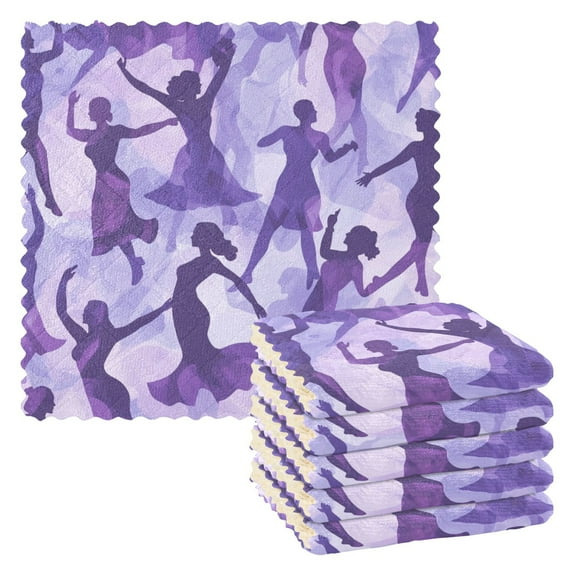 6 Pieces of Kitchen Towels 11x11Inch Kitchen Dish Cloths Kitchen Dish Towels Reuseable Cleaning Cloths Purple Crowd