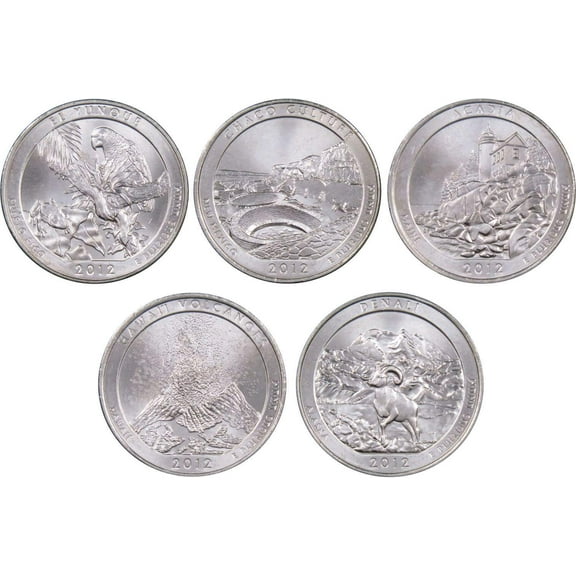 2012 P National Park Quarter 5 Coin Set Uncirculated Mint State 25c Collectible