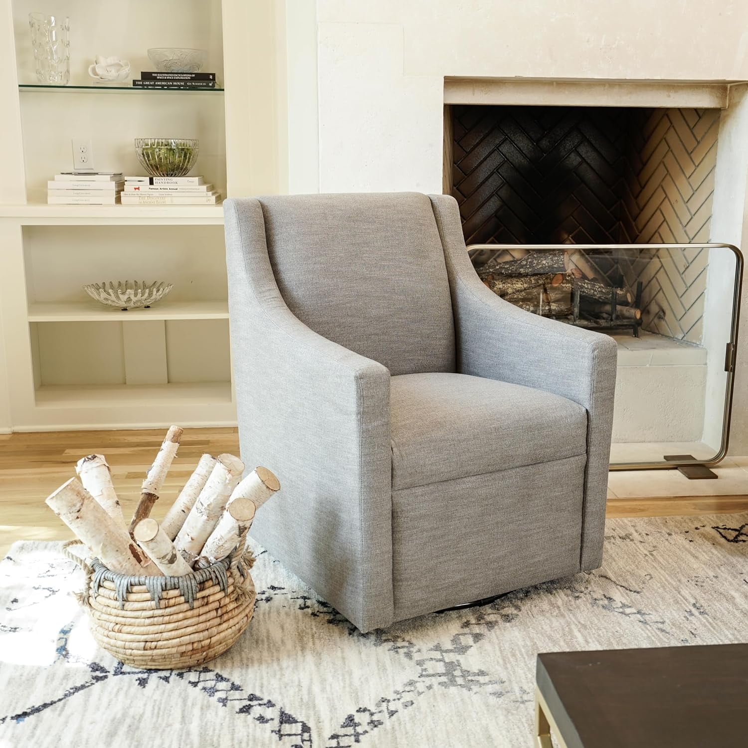 Kansas Swivel Accent Chair, Keten Earth