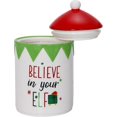 thumbnail image 3 of Believe In Your Elf Christmas Themed Winter Holiday Ceramic Cookie Jar, 3 of 5