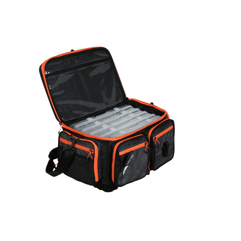 Ozark Trail 3700 Pro Large Quick Access Horizontal Fishing Tackle Box and  Bait Bag, Material Polyester