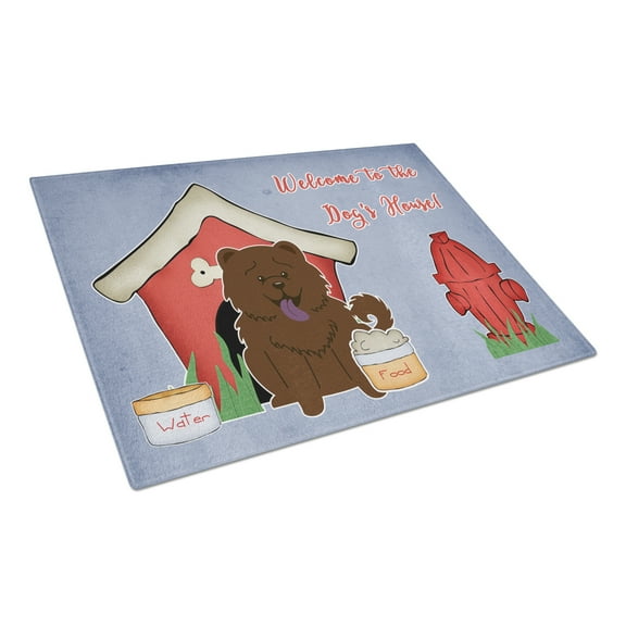 Dog House Collection Chow Chow Chocolate Glass Cutting Board Large