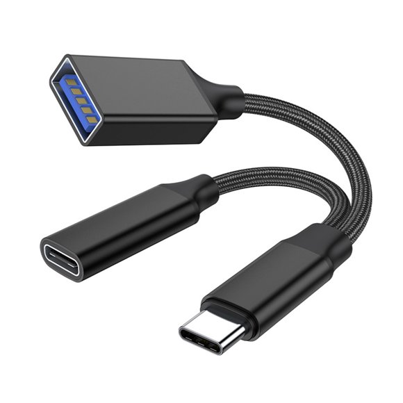 Wuztai USB C OTG Hub, 2-in-1 Type C to USB Adapter with PD Charging, USB C Splitter for Phone Laptop Data Transfer and Fast Charge