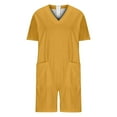 thumbnail image 4 of ZZwxWA Women's Oversized Overalls Summer Plus Size V Neck Short Sleeve Pocket Knee Casual Jumpsuit Jumpsuits Solid Color, 4 of 4