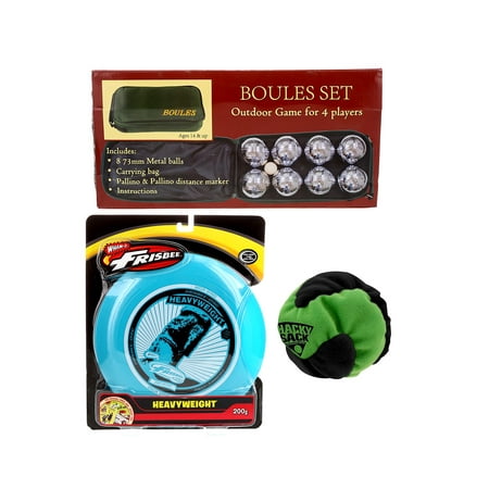Petanque Game and Flying Gliding Toy and Foot Toss Toy 8 Ball Bocce Set with Canvas Storage Bag and Heavyweight 200 Grams High Wind Frisbee - Colors May Vary and Hacky Sack Impact