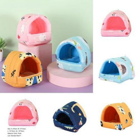 Cheers.US Hamster Bed Lovely Print Plush Lining Cage Accessories Squirrel Hammock Small Animal Hanging Nest for Rodent,Suitable for Small Animals Such as Hamsters, Guinea Pigs