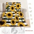 thumbnail image 6 of Yellow Sunflowers Throw Flannel Blanket Retro Plants Flowers Black White Striped Super Soft Cozy Bed Blanket, Lightweight Plush Fuzzy Bed Throw for Bedroom Sofa Couch Living Room 40x50In,, 6 of 9