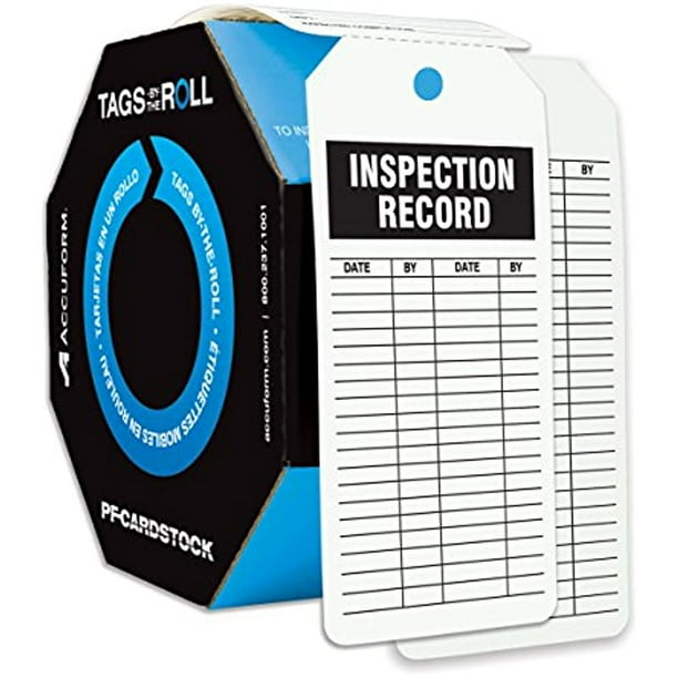 Accuform 100 "Inspection Record" Tags byTheRoll, 6.25" x 3", PF