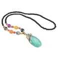 thumbnail image 2 of Hyasfey Pendant Necklace Ethnic Style Handmade Imitation Beeswax Shiny Fine Texture Dress Up Unfading Retro Bead Pendant Water Droplets Necklace Women Accessories, 2 of 8