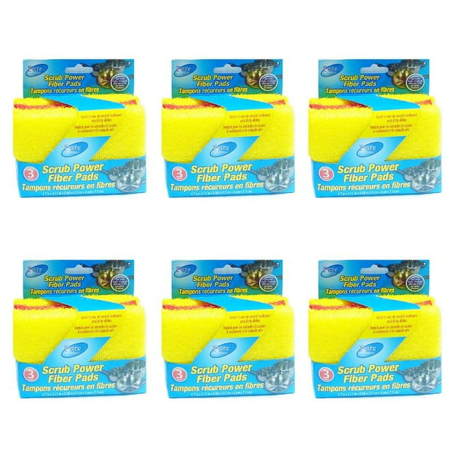Pure Kleen Tampons à Récurer en Fibres (3 en 1 Pack) (Lot de 6)