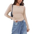 thumbnail image 4 of Zeagoo Womens Long Sleeve Top Stretch Crewneck Ribbed T-Shirt Fitted Basic Tops Business Casual Outfits, 4 of 6