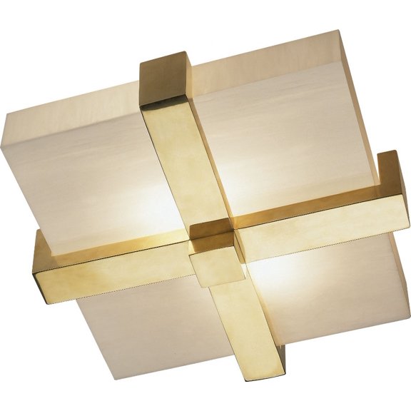 139-Robert Abbey Lighting-Doughnut 2-Light Flushmount 16 Inches Wide and 6 Inches Tall-Natural Brass Finish