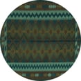 thumbnail image 1 of Ahgly Company Indoor Round Southwestern Turquoise Blue Country Area Rugs, 5' Round, 1 of 4