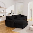 thumbnail image 5 of Nkurdsu 113" Modular Sectional Sofa with Ottoman, Corduroy L Shaped Cloud Couch for Living Room, 3 Seater, Black, 5 of 5