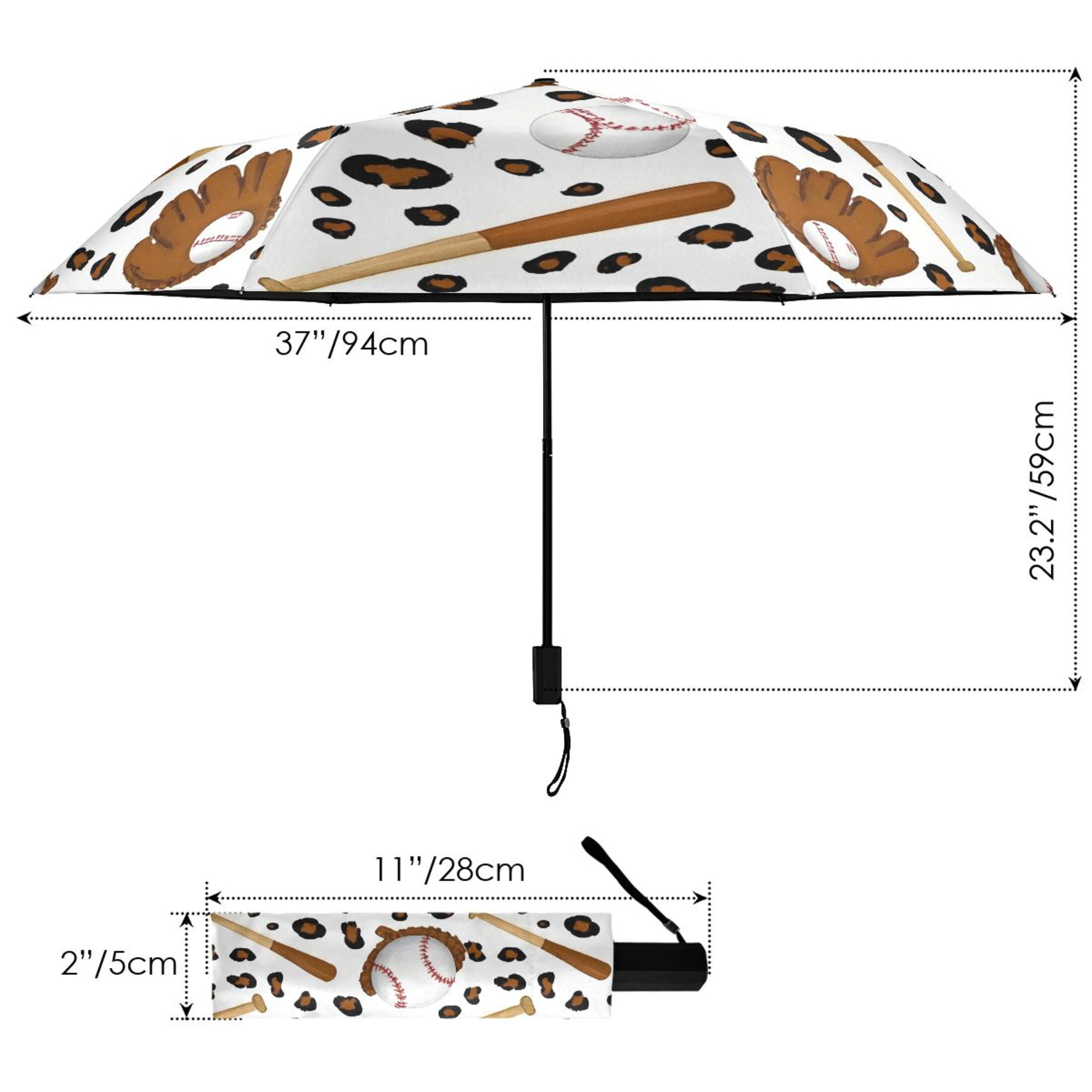 ALAZA Cool Baseball UPF 50+ Compact Folding Umbrella for Rain Travel Umbrella Packable
