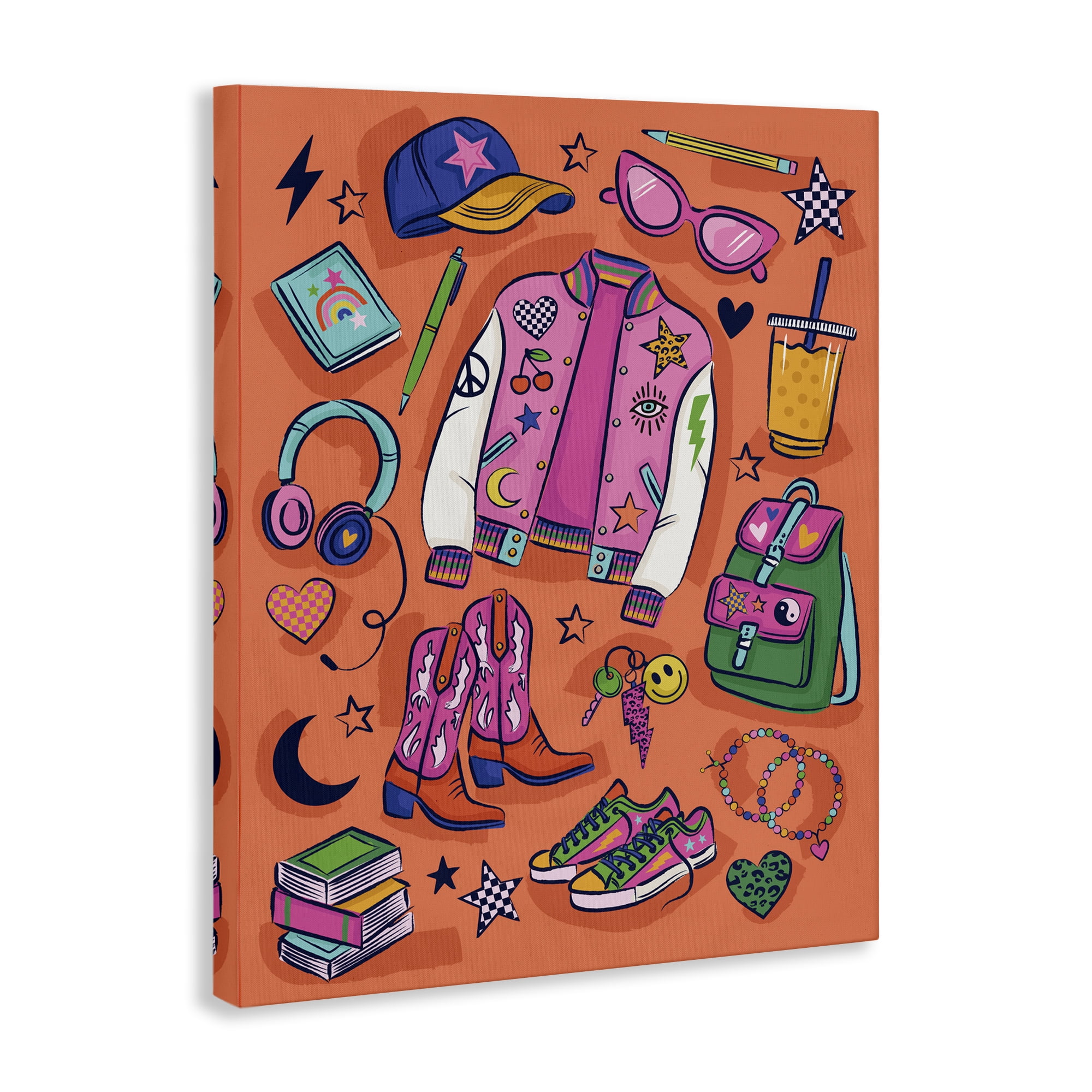 Stupell Industries Bright Fashion School Essentials Fashion Painting Wrapped Canvas Art Print Wall Art, 24 x 30