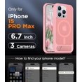 thumbnail image 2 of Funda con Soporte Magnético invisible, Delgada Translúcida Mate, para iPhone 15 Pro Max 6.7", Rosa, 2 of 7