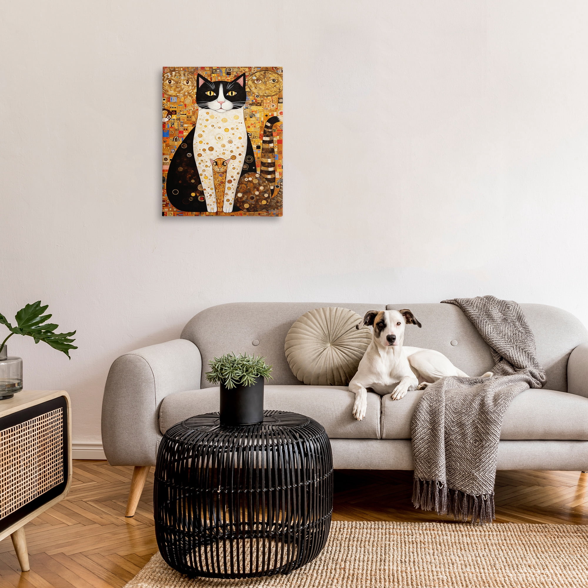 Stupell Industries Mosaic Style Cats Pattern Animals & Insects Painting Gallery Wrapped Canvas Art Print Wall Art, 24 x 30