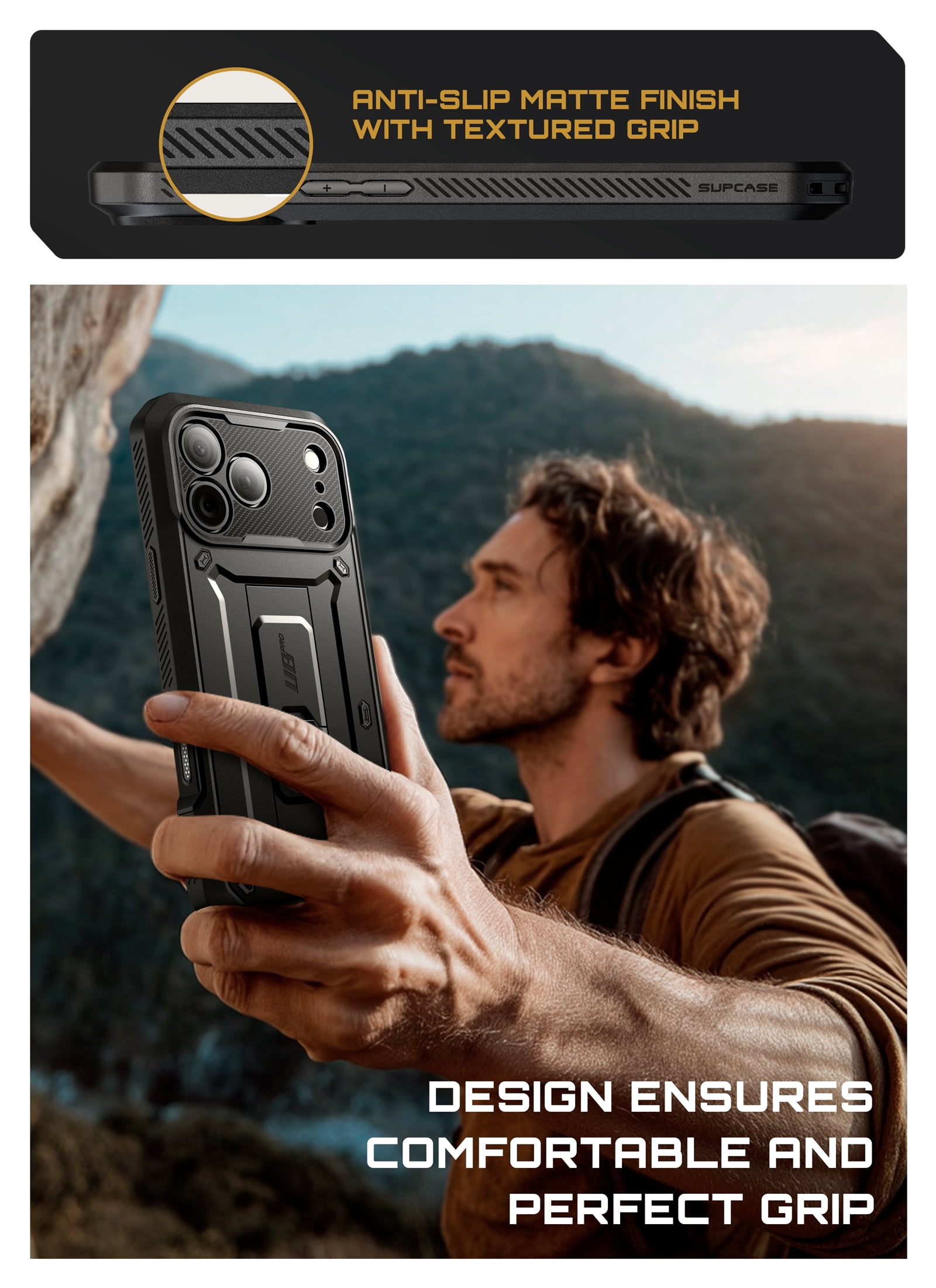 SUPCASE Unicorn Beetle Pro for iPhone 17 Pro Max 6.9" 2025 Case with Screen Protector, [Built-in Stand & Camera Control Button & Belt-Clip] [Military-Grade Protection] Full Body Phone Cover, Black