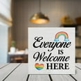 thumbnail image 7 of Zomyto 7"x7" Inspirational Sign Rainbow Pride Wooden Box Sign Everyone is Welcome Here Desk Decorative Wooden Sign, 7 of 7
