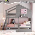 thumbnail image 6 of Bellemave Twin Over Twin House Bunk Bed with 2 Drawers,1 Storage Box and 1 Shelf,Window and Roof,Wooden House Bunk Bed Frame,Gray, 6 of 8