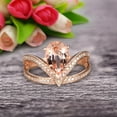 thumbnail image 5 of Pear Shape 1.50 Carat Morganite Engagement Ring Wedding Ring Anniversary Ring On 10k Rose Gold Curved V Split Shank Band Glaring Staggering Ring, 5 of 5