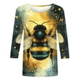 thumbnail image 4 of CYMMPU Tunic Tops 3/4 Sleeve Loose Fit Fall Fashion Shirts Bee Pattern Round Neck Spring Tops Blouses for Women Dressy Casual Lightweight Basic T-Shirts Multicolor XXL, 4 of 5