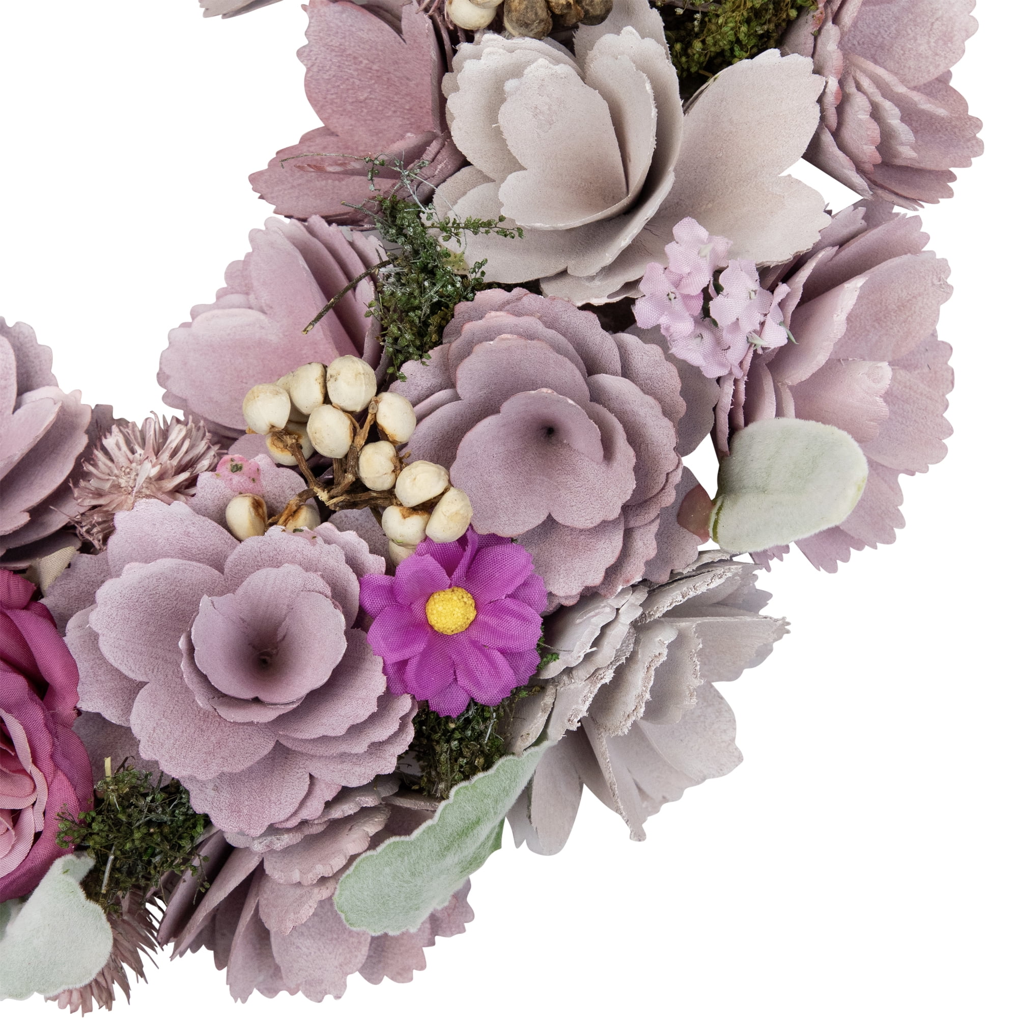 Northlight Wooden Floral Artificial Spring Wreath with Dried Foliage - 13.5" - Purple