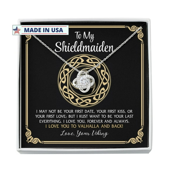 To My Shieldmaiden Love Knot Necklace, Love You to Valhalla And Back Necklace, Wife Gift, Girlfriend Gift, Viking Gifts