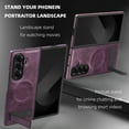 thumbnail image 3 of ELEHOLD Case for Samsung Galaxy Z Fold 7, Shockproof Magnetic Leather Phone Case with Stand, Compatibility with Mag Safe Accessories,Darkpurple, 3 of 7