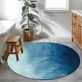 thumbnail image 3 of Blue Ombre Round Area Rug 4Ft Washable Circle Rugs for Bedroom Dining Room, Coastal Beach Modern Abstract Art Non-Slip Carpet Floor Mats Indoor Outdoor Carpet Runner Aesthetic Home Decor, 3 of 8