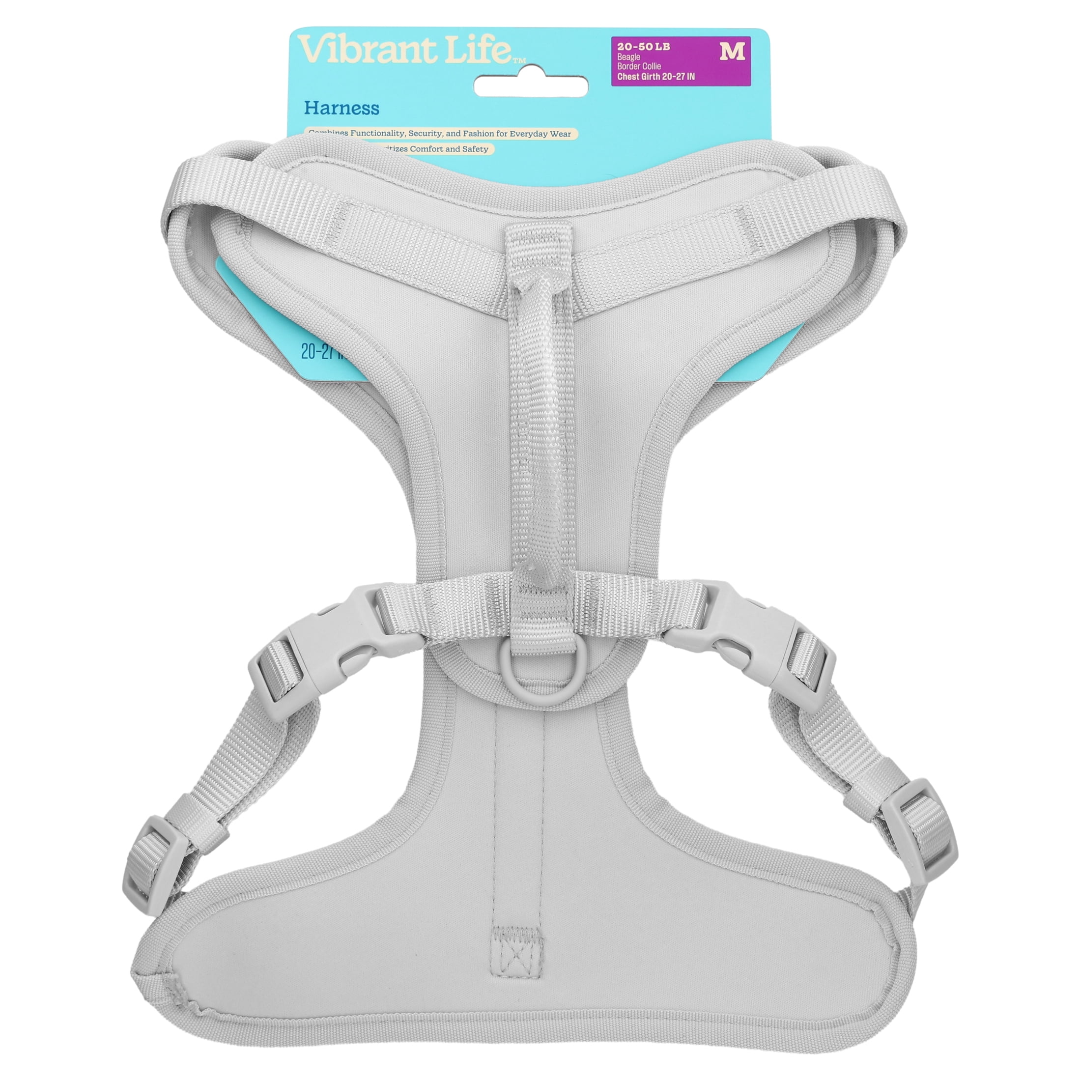 Vibrant Life Neoprene Comfort Control Dog Harness, Gray, M