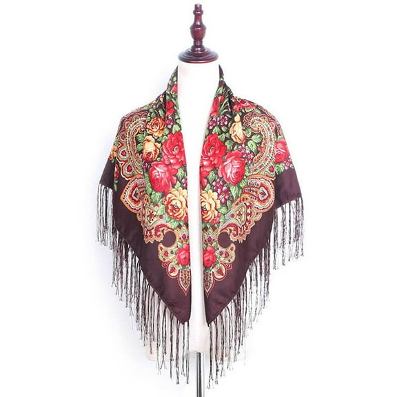 Multicolor Scarfs Scarf Women Lady Folk-Custom Print Tassel Square Scarf Wrap Shawl Travel Scarve