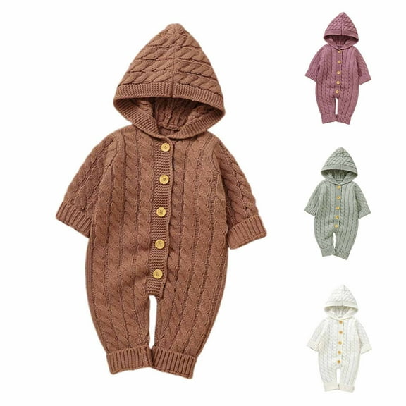 Bixock Kids Fall Winter Clothes,Toddler Boys and Girls Rompers,Baby Knit Solid Male Female Babies Hooded Jumpsuit